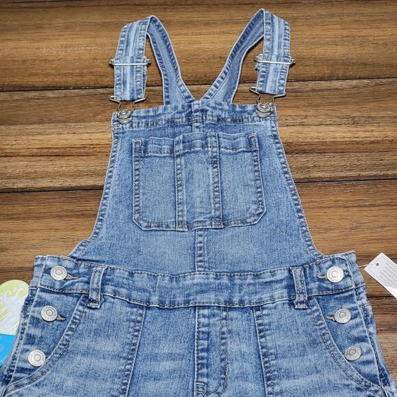 Jordache Girls Denim Wide Crop Denim Overalls - Size Medium (7-8) NWT - Picture 2 of 8